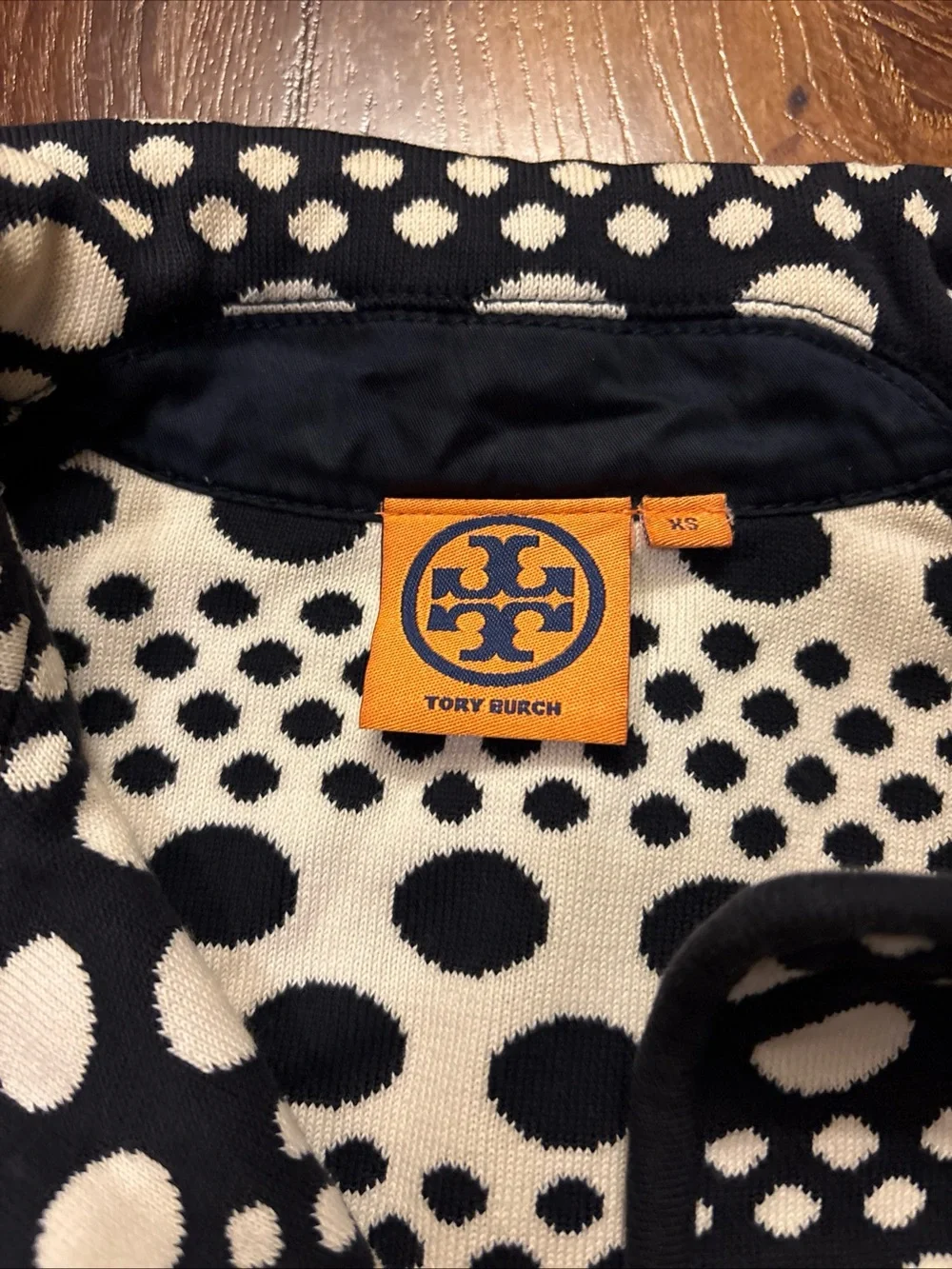 Tory Burch Elijah Jacket Blazer Navy Blue Dots Womens XSmall Button Front
